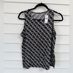LOFT Black & White Flamingo Pattern Tank Top